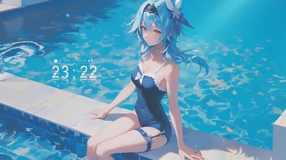 二次元可爱泳池边女孩