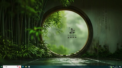 雨中翠竹庭院主题