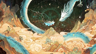手绘中国风-画师含溪免费-青龙