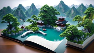 书中绿色山水