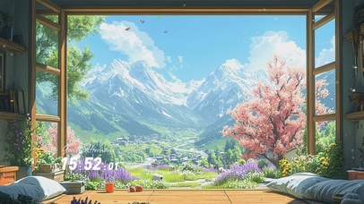 护眼蓝天白云树木