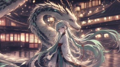 雪墨壁纸丨初音未来丨绵延细雨