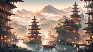 亭台山水
