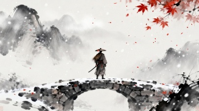 侠客孤立雪中桥