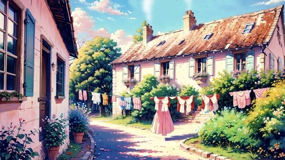 晾晒衣服的小院