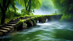 石桥泉水流淌