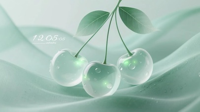 4k雾霾绿色渐变樱桃