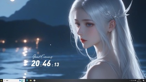 湖边少女