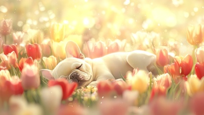 唯美阳光下的郁金香法斗