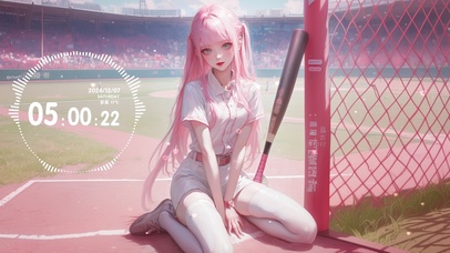 粉发可爱运动女孩