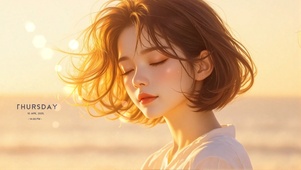 短发夕阳女孩