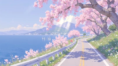 海边樱花公路