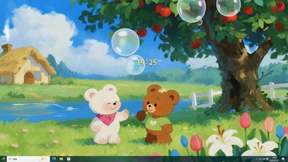  乡间小熊吹泡泡