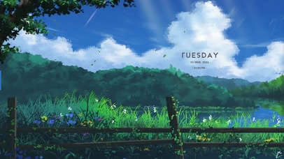 唯美治愈蓝天白云绿草