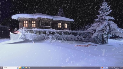 夜晚雪夜小屋—【主题桌面】