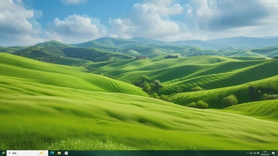 护眼绿景房屋山川主题