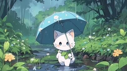 雨中猫咪