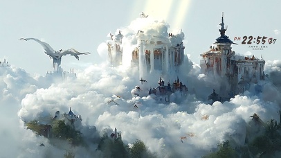 4k 梦幻云端空岛的教堂