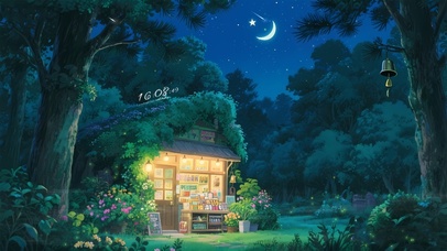 夜晚森林小店