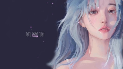 唯美纯欲蓝发少女