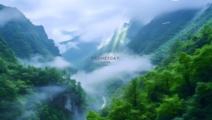 绿色山间云雾