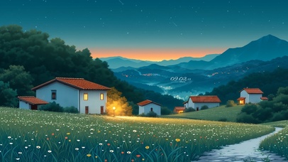 浪漫夏夜星空乡村