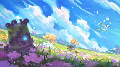 简约治愈情侣追赶护眼壁纸