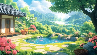 护眼治愈后院小池塘