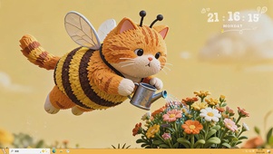 萌萌蜜蜂猫浇花