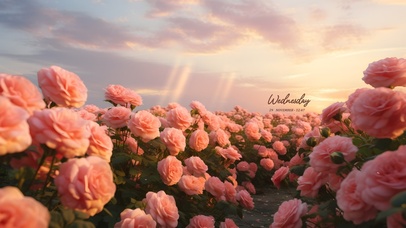 浪漫玫瑰与晚霞