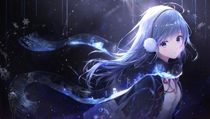 冬季飘雪少女