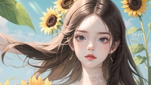 可爱甜美向日葵美女