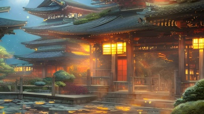 夜晚的中式庭院