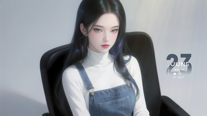 挑染背带裤少女