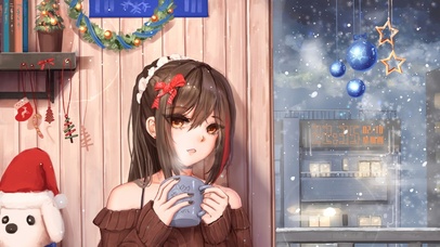 4K唯美治愈动漫少女飘雪房间