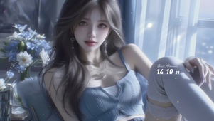 唯美室内窗边美女
