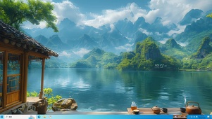 对饮山中湖水