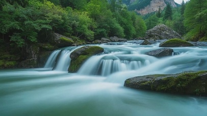 治愈小溪瀑布风景