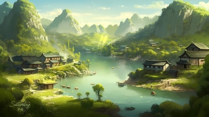 唯美碧绿色山川