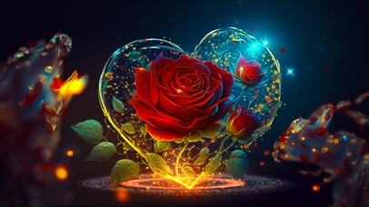 魔法爱心 玫瑰花 4K