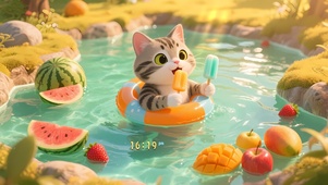 泳池水果猫