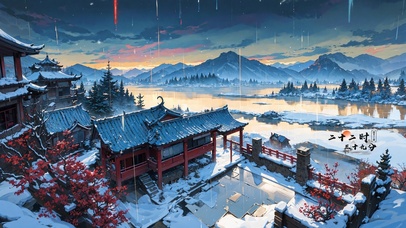 4K国风飞雪红梅