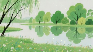 把春天，画进湖水里