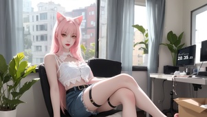 小清新狐耳长发女孩