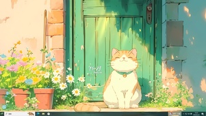 门前可爱橘猫