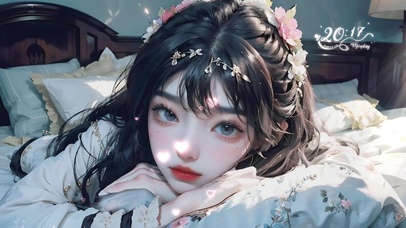 阳光卧室的爱心少女