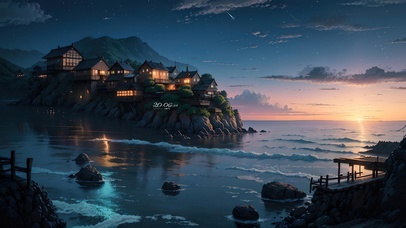 4K唯美治愈落日晚霞乡村海景