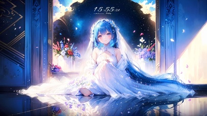 唯美夜晚婚纱少女