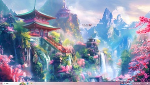 樱花飞鸟山川