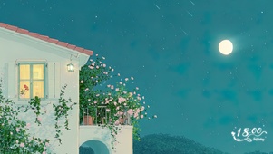 夜晚阳台星空